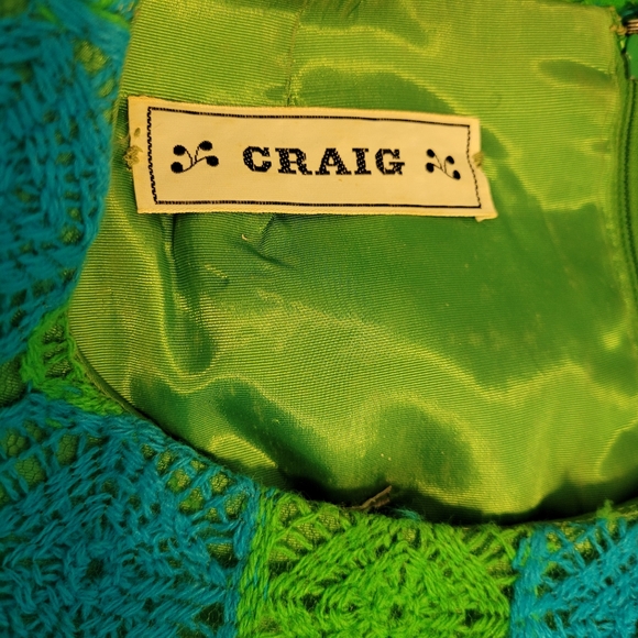 Vintage Crochet Granny Square Patchwork Unique Shift Dress with Pleats by Craig - Picture 7 of 7